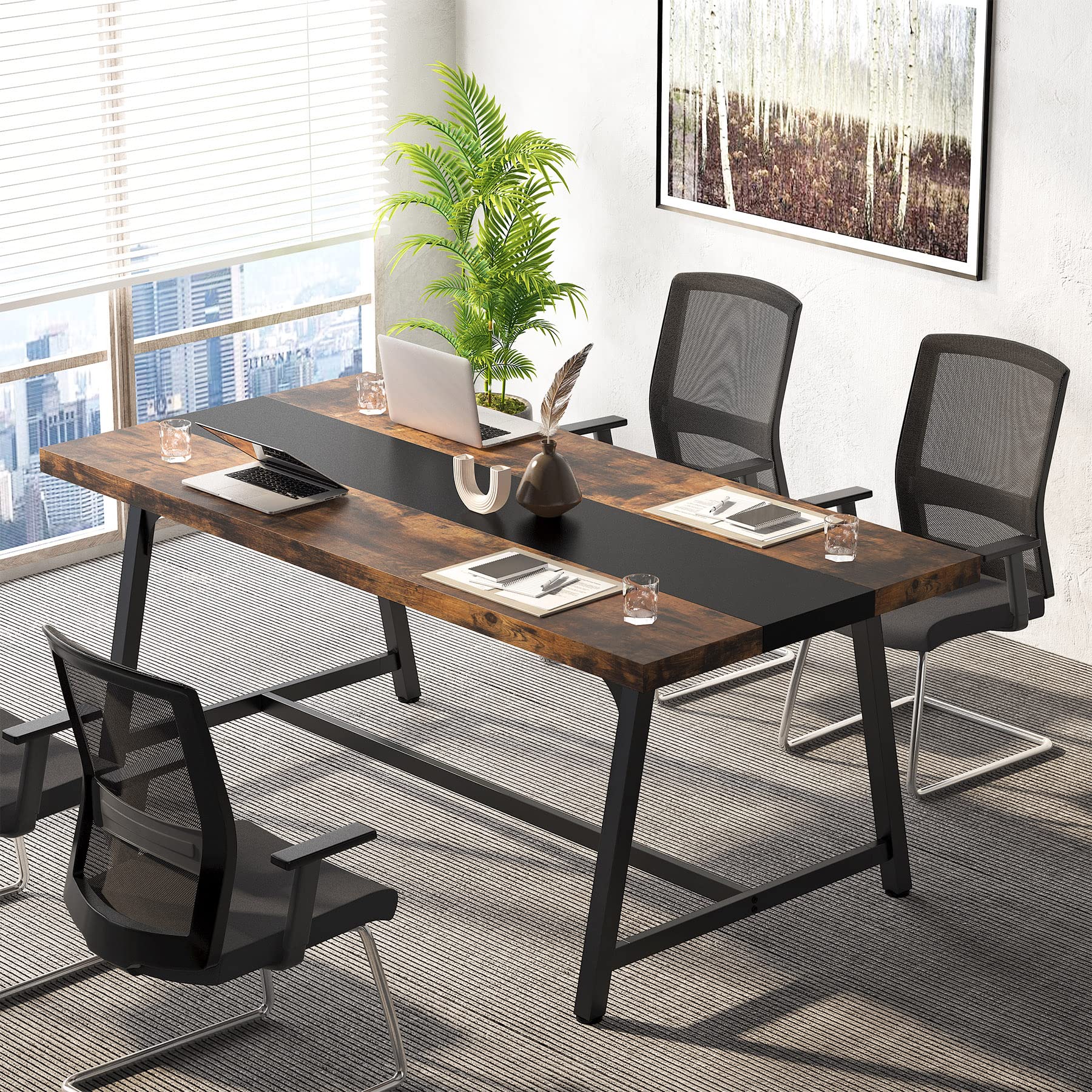6FT Rectangle Conference Table, 70.87 Inches Long Meeting Table
