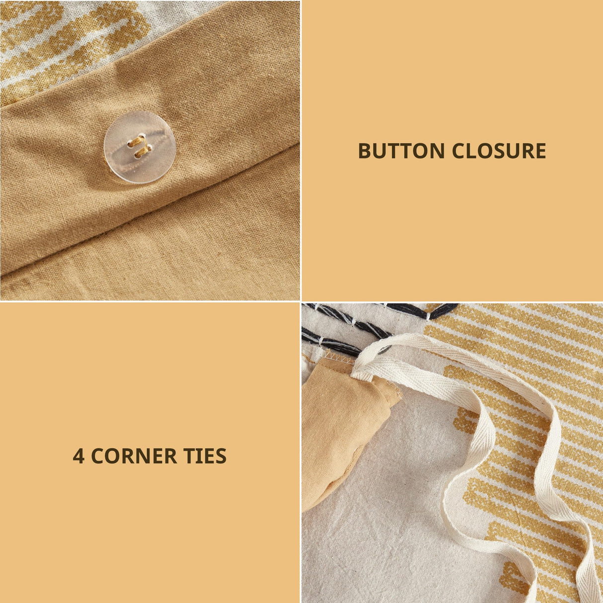 Queen Duvet Cover Set, Southwestern Geometric with Decorative Embroidery, Boho