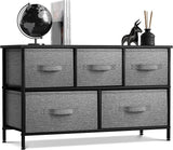 Dresser with 5 Drawers - Storage Chest Organizer Unit with Steel Frame, Wood Top