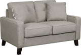 Furniture Direct Lillana Linen Upholstered Mid-Century Modern Loveseat with Two Accent Pillows, Dark Grey