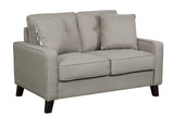 Lillana Linen Upholstered Mid-Century Modern Tufted Loveseat with Two Accent Pillows, Light Coffee Brown