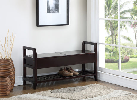 Furniture Vannes Espresso Storage Shoe Bench