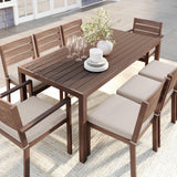 Bedford 70" Indoor-Outdoor Aluminum Patio Table with Umbrella Hole and Brushed