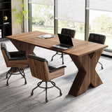 63" Executive Desk, Large Office Computer Desk with X-Shaped Thickend Wood Pedestal