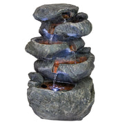 Stone Falls 15-Inch 6-Tier Tabletop Water Fountain with LED Lights - Electric