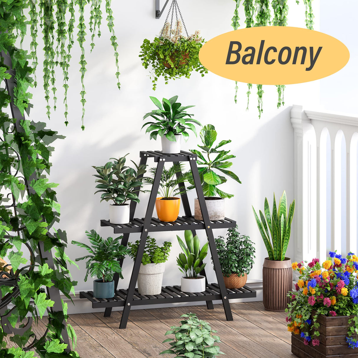 Plant Stand Indoor, Outdoor bamboo Plant Stands for Multiple Plants