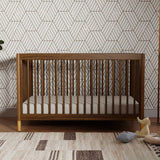 Gelato 4-in-1 Convertible Crib with Toddler Bed Conversion in Natural Walnut and Brushed