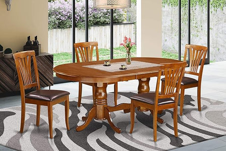 PLAV9-BCH-LC 9 Piece Room Set Includes an Oval Kitchen Table with Butterfly Leaf