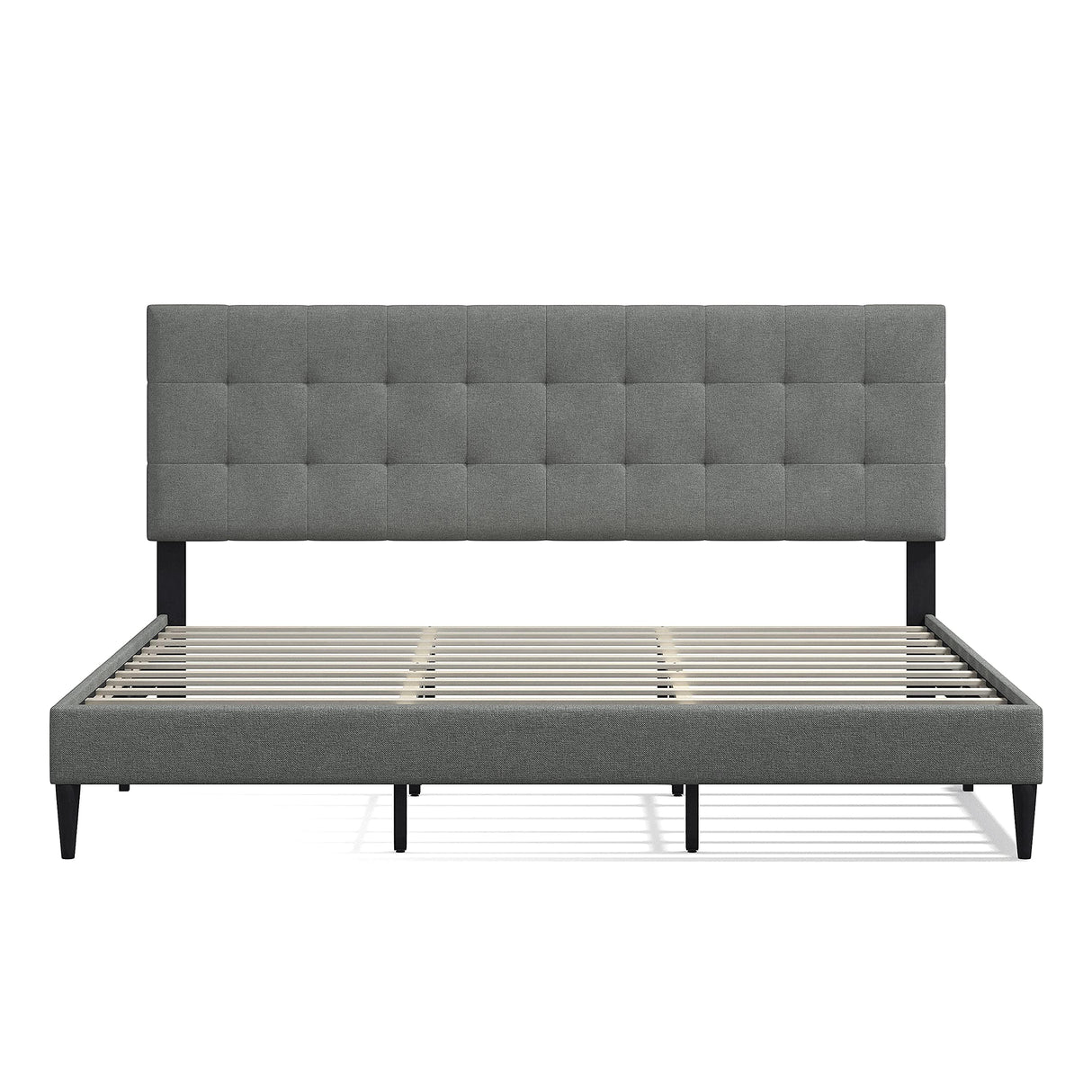 Kaya Upholstered Platform Bed Frame/Buttonless Tufting/Mattress Foundation/Wood