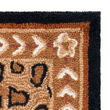 Hand-Hooked Wool Area Rug 6' x 9' - Black & Brown Leopard Print French Country Style
