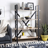 Home Collection Raylan Retro Midcentury 4 Tier Etagere, Oak and Black