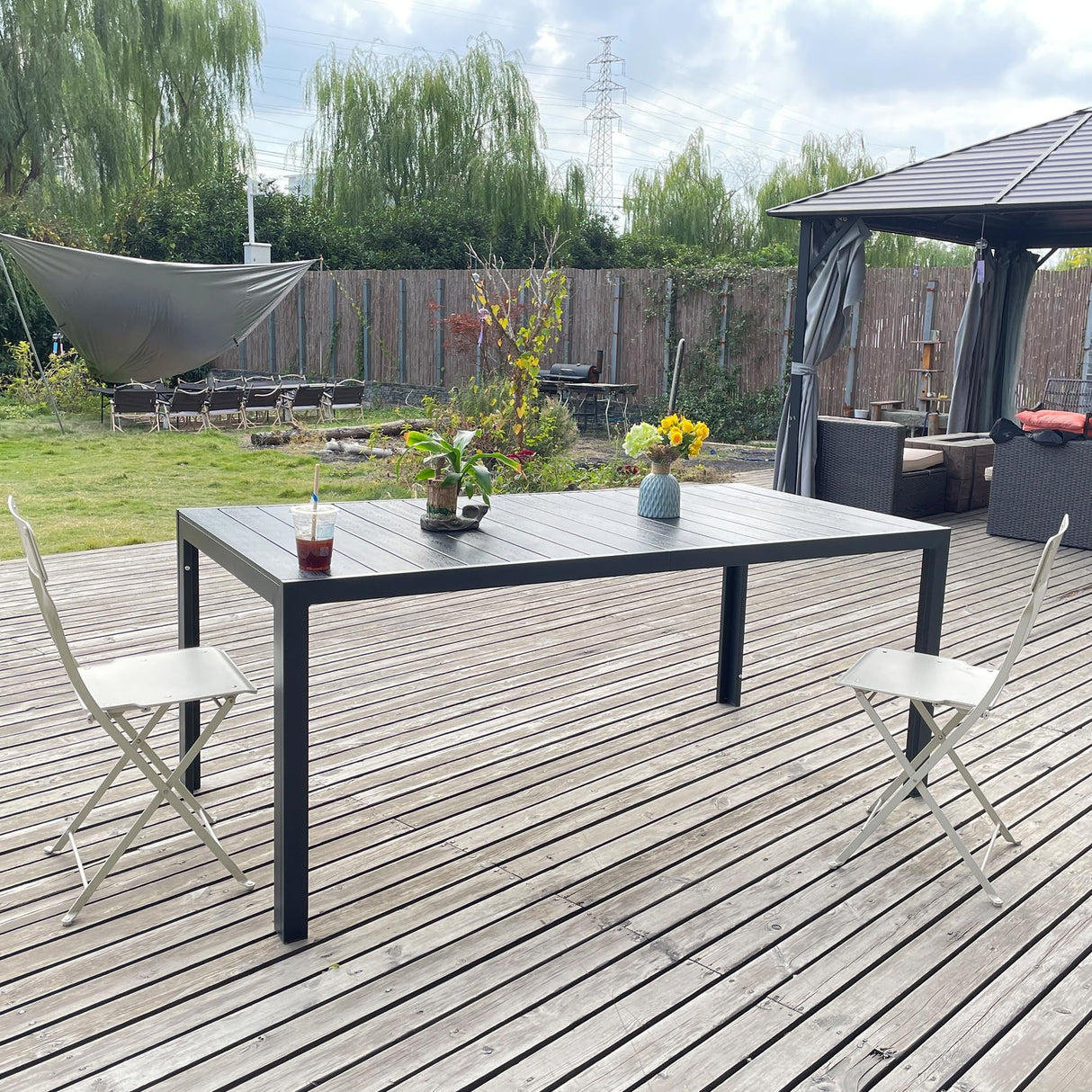 Dporticus Outdoor Dining Table for 8 Persons, 71'' Aluminum Frame Patio Dining Table