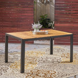 Dining Table, Teak Finish + Black