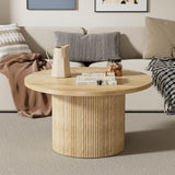 35.4”Round Coffee Table, Modern Coffee Table, Wood Table & Center Table for Living