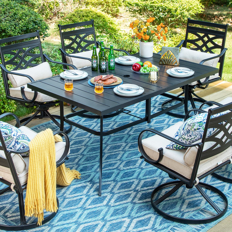 Rectangular Metal Patio Outdoor Dining Table