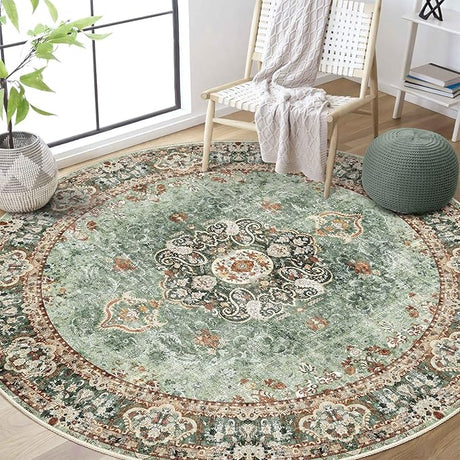 8x10 Area Rugs Washable,Green Rug for Living Room Bedroom Dining Room,Large Boho