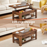 Lift Top Coffee Table with Storage Shelf and Hidden Compartment