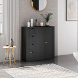 Wooden Bathroom Floor Cabinet, Side Storage Organizer Cabinet
