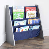 Book 4 shelves Organizer Kids Bookshelf, Grey/Navy