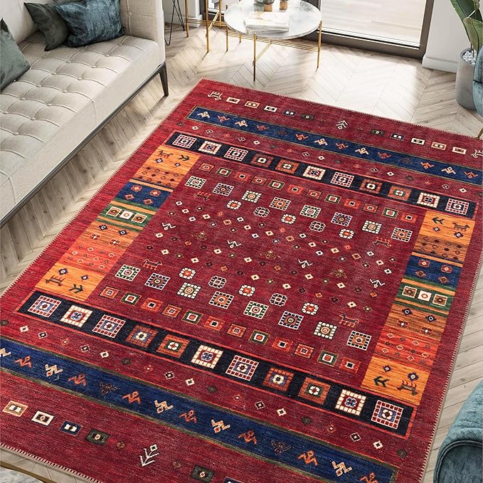Machine Washable Area Rugs with Non-Slip Backing, Ideal for Hallway, Living Room