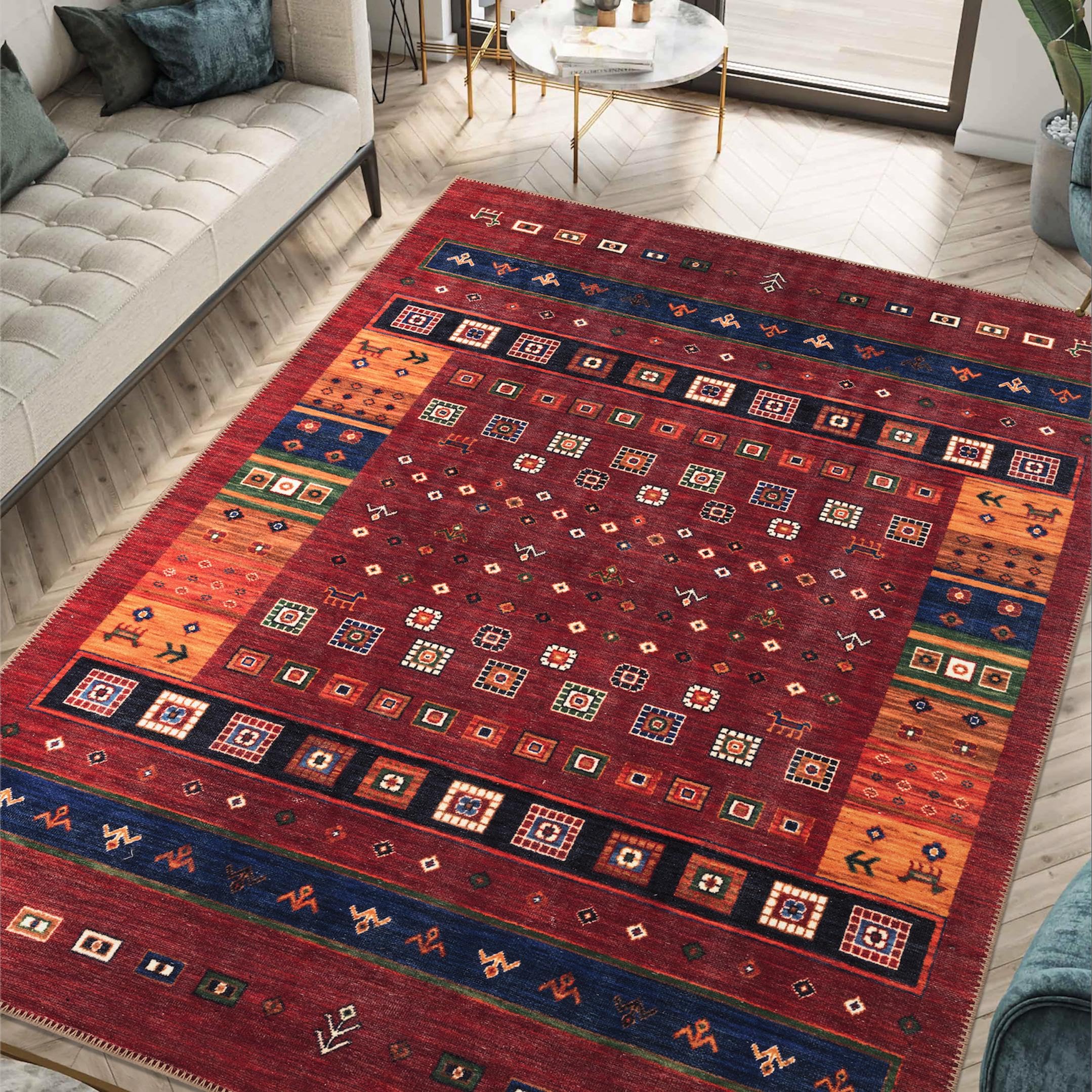 Machine Washable Area Rugs with Non-Slip Backing, Ideal for Hallway