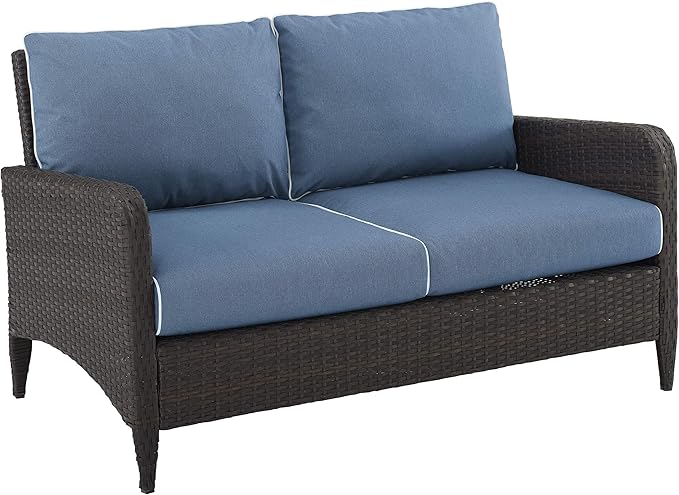 Kiawah Wicker Outdoor Loveseat, 2-Person Patio Couch for Porch, Deck