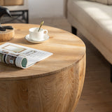 31.5'' Round Wood Coffee Table with Storage for Living Room