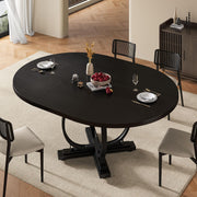 59" Round Extendable Dining Table for 4-6 People