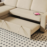 Sectional Sofa Couch, 86" Sleeper Sofa Bed with Storage Racks & Pull Out Sleeper