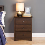 Sonoma Traditional Tall Nightstand Side Table with 3 Drawers,