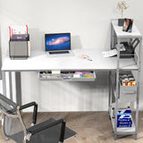 46-Inch Computer Desk with Adjustable Side Shelf and Drawer, 24" Deep, White