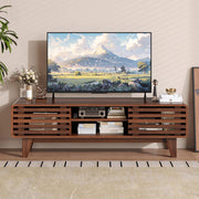60-Inch Mid Century Modern TV Stand with Sliding Doors