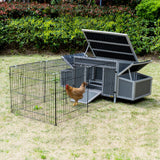 Wooden 56" Chicken Coop with 6 Nesting Boxes, Outdoor Chicken Cage Large