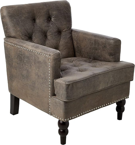 Knight Home GDFStudio Medford Brown Tufted Club Chair, Fabric Accent Chair