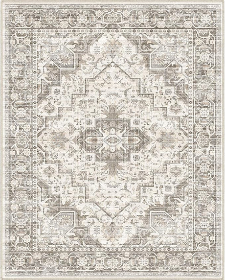 Area Rug 5x7, Vintage Moroccan Washable Rugs, Anti-Slip Backing Rugs for Living Room