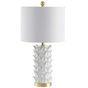 White Gold Leaf Table Lamp Set of 2 - 25 Inch Bedroom Nightstand Lamps with LED Bulbs