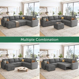 Modular Sectional Sleeper Sofa with Pull Out Bed, U Shaped Sectional Couch