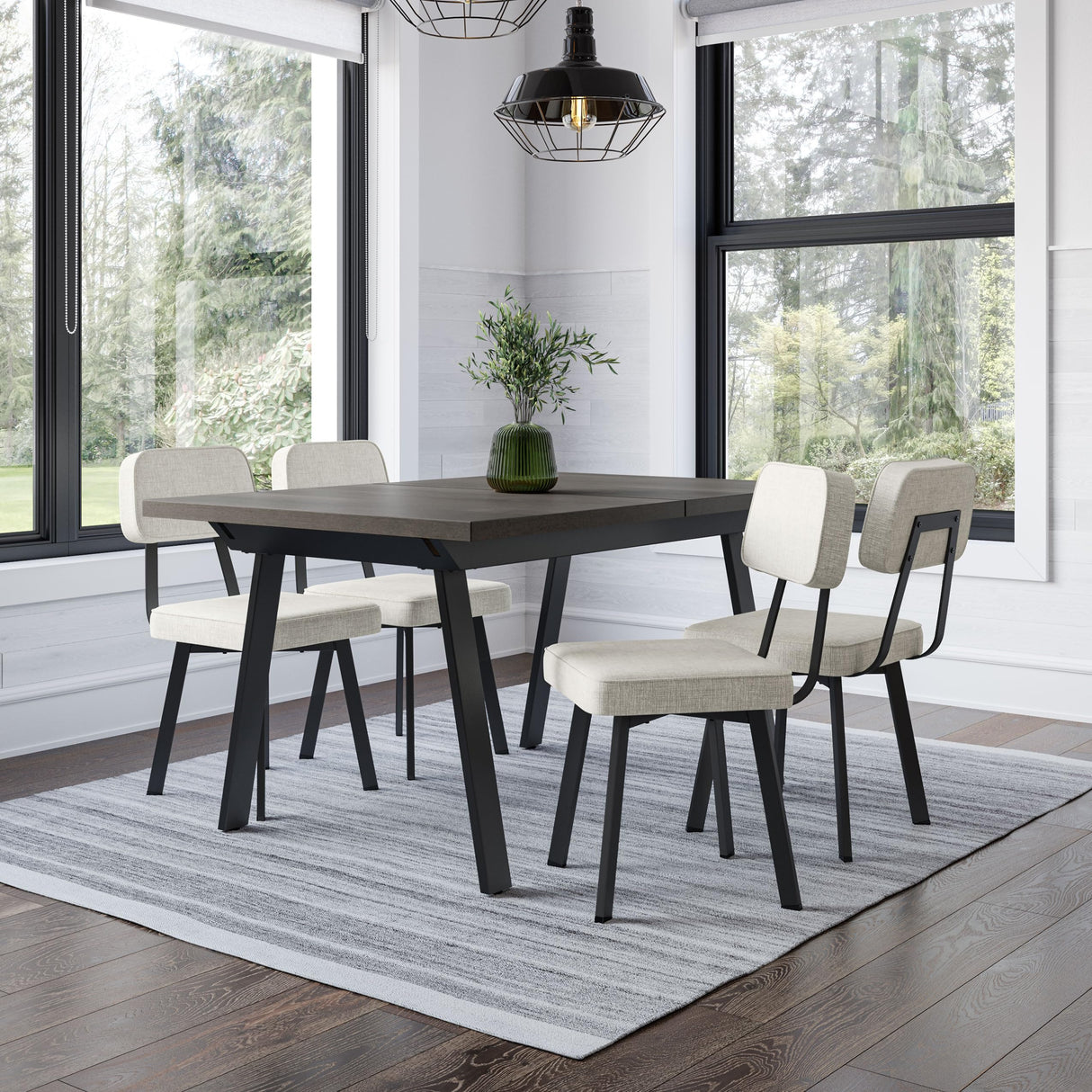 Kane Extendable Dining Table - Grey Solid Wood/Black Metal