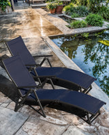 Lounge Chairs Adjustable Chaise Lounge Chairs Folding Outdoor Recliners Set of 2 for
