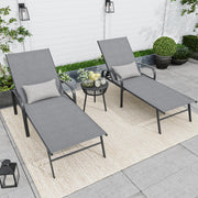 Outdoor Chaise Lounge Chairs Set of 2 Adjustable Pool Lounge Chair