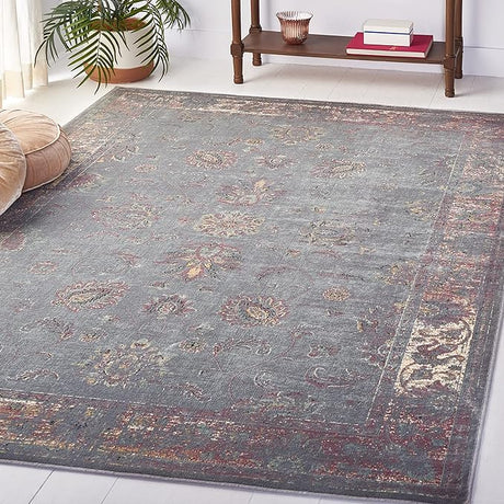 Vintage Collection Area Rug - 10' x 14', Turquoise & Multi, Oriental Distressed Viscose Design