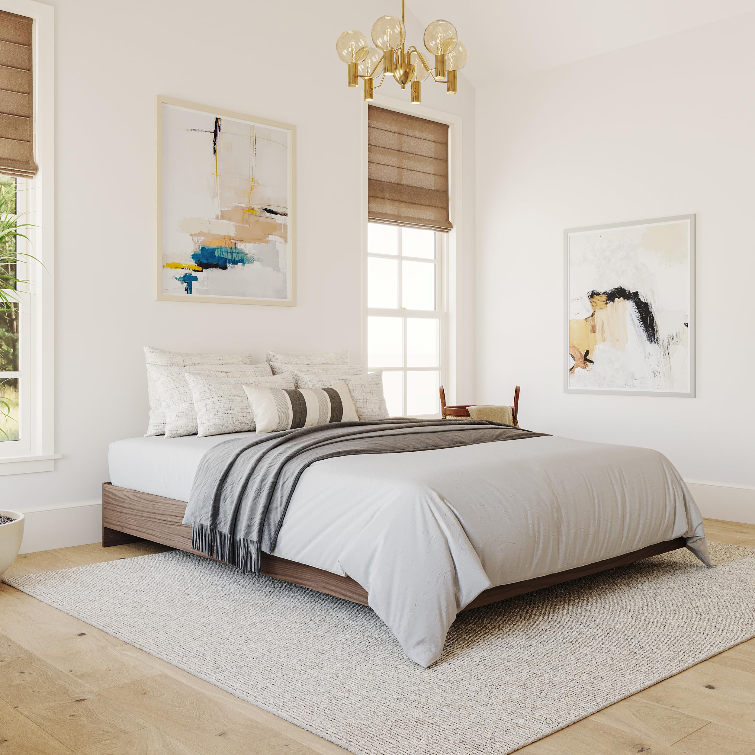 Alibi Queen Size Platform Bed, Walnut