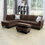 Living Room L Shaped Couch Upholstered Futon Sofa Comfy Flannel Modular Sofa 3-Piece Living Couch