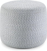 Bayley Round Braided Pouf, Footstool, Upholstered in Muted Yellow and Natural Cotton