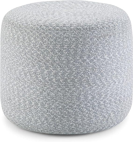 Bayley Round Braided Pouf, Footstool, Upholstered in Muted Yellow and Natural Cotton