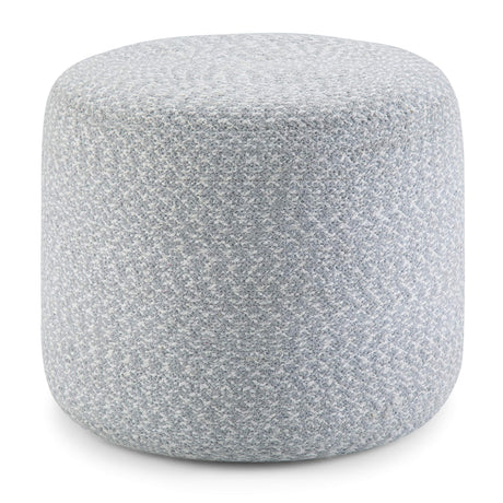 Bayley Round Braided Pouf, Footstool, Upholstered in Blue