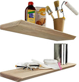 Floating Shelves Set of 2, Ash Wood Hanging Shelf with Invisible Brackets for Bathroom