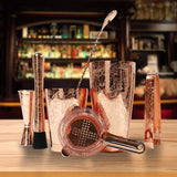 Bartender Kit Cocktail Shaker Set-6 Pieces Stainless Steel Copper Plated Etching