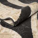 Beige Black Swirl Area Rug 4x6 - Contemporary Abstract Design