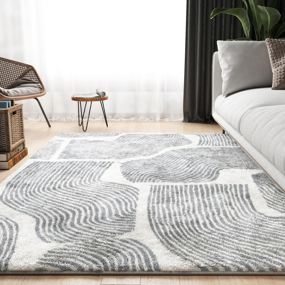 ODIKA Zen Garden Area Rug - Ultra Soft Area Rug 5x7, Non Slip, Stain Resistant Living Room Rug, Washable Area Rugs for Living Room, Rugs for Bedroom (Gray, 5x7)